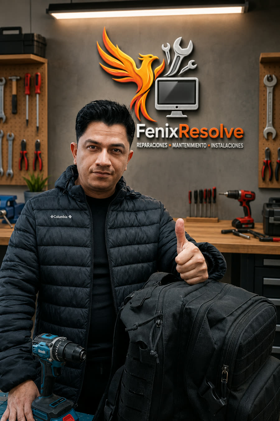 Feniel, técnico da FenixResolve, na oficina em Curitiba